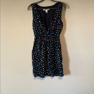 Multi coloured polka dot black summer dress